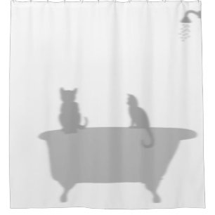 Cats In Tub Shower Silhouette Shadow Funny