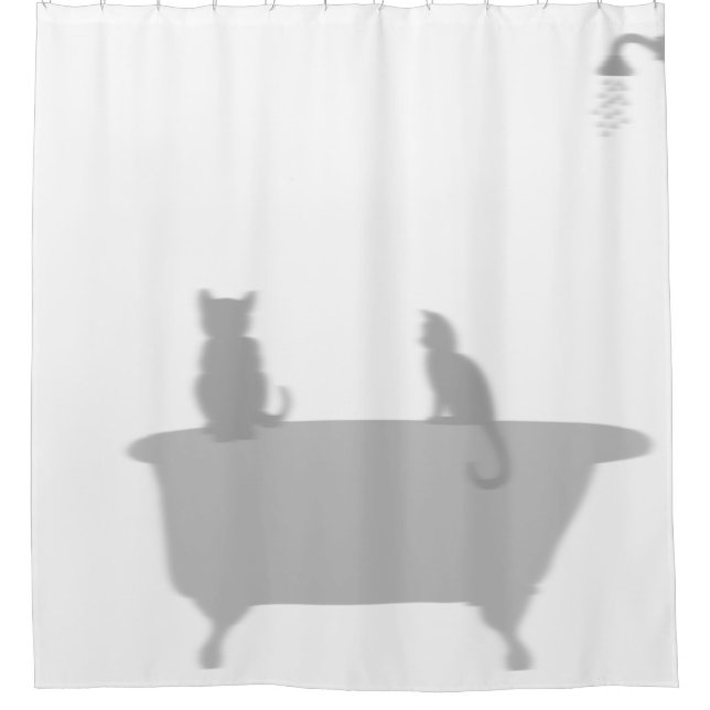 Cats In Tub Shower Silhouette Shadow Funny (Front)