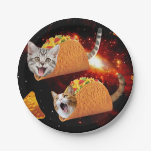 Cats inside space tacos paper plate