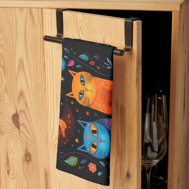 cats kitchen towel (Thirds Fold)