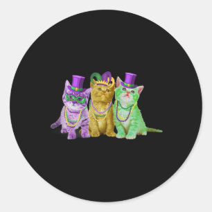 Cats Kitten Kitty Mardi Gras Festival Party Cat Lo Classic Round Sticker