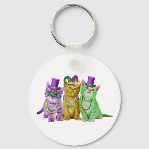Cats Kitten Kitty Mardi Gras Festival Party Cat Lo Keychain