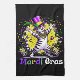 Cats Kitten Kitty Mardi Gras Festival Party Kitchen Towel