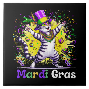 Cats Kitten Kitty Mardi Gras Festival Party Tile