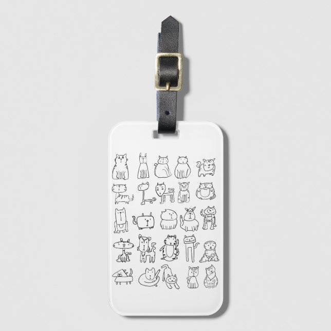 Cats Kittens And Cat Doodles Luggage Tag (Front Vertical)