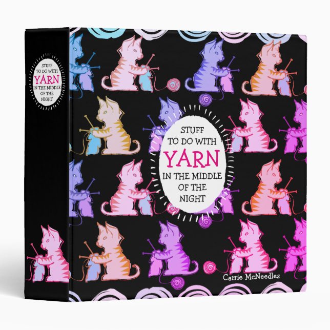 Cats knitting needles knitter craft pattern binder (Front/Spine)