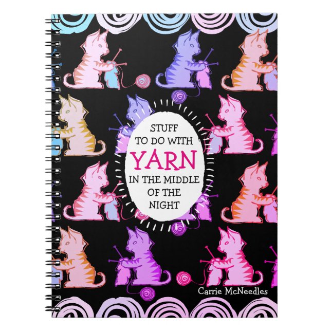 Cats knitting needles knitter crafts idea notebook (Front)