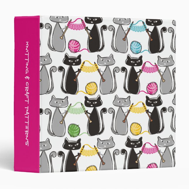 Cats knitting needles yarn crafts pattern binder (Front/Spine)