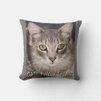 CATS KNOW THINGS  THROW PILLOW
