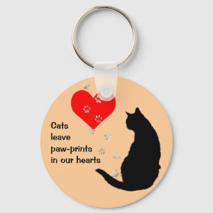 Cats leave paw-prints in our hearts keychain