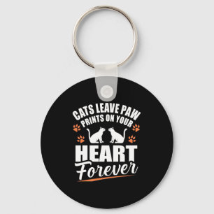 Cats Leave Paw Prints On Your Heart Keychain
