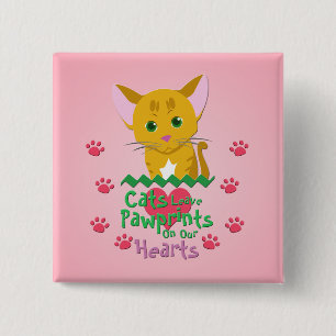Cats Leave Pawprints 2 Inch Square Button