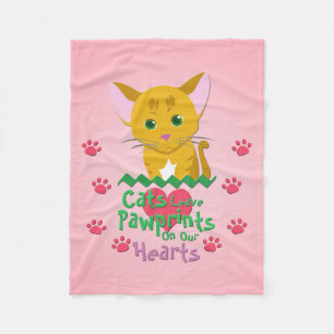 Cats Leave Pawprints Fleece Blanket