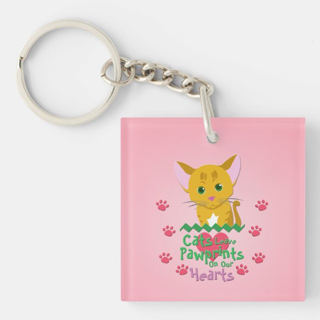 Cats Leave Pawprints Keychain (Front)