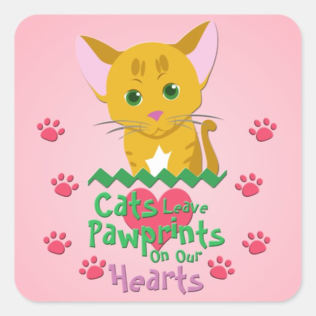 Cats Leave Pawprints Square Sticker (Front)
