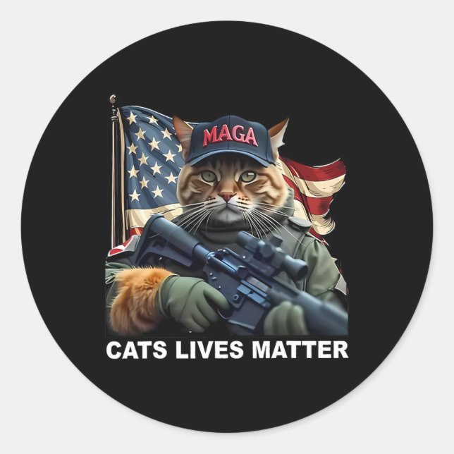 Cats Lives Problem Funny Trump 2024 Cat  Classic Round Sticker (Front)