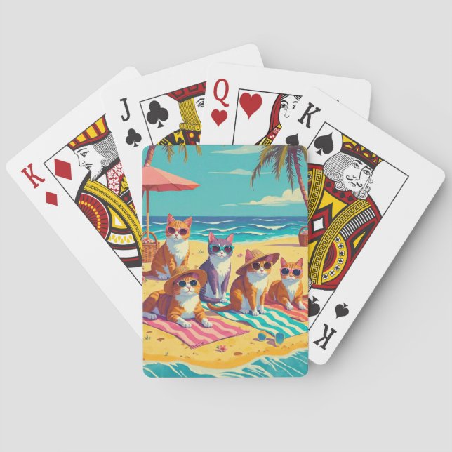 Cats Lounging on the Beach Playing Cards (Back)