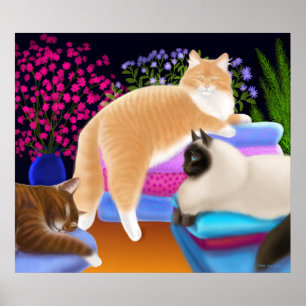 Cats Love Clean Laundry Poster