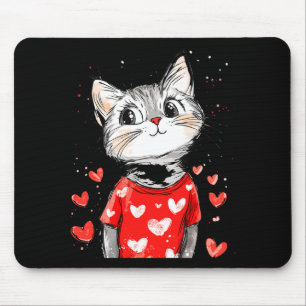 Cats Lover Heart Girls Kitten Valentine’s Day Wome Mouse Pad