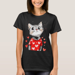 Cats Lover Heart Girls Kitten Valentine’s Day Wome T-Shirt