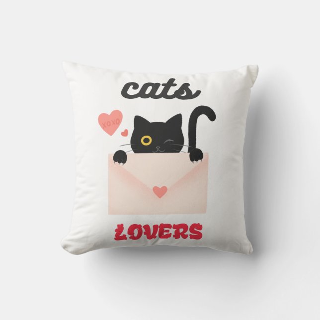 cats lovers throw pillow (Front)