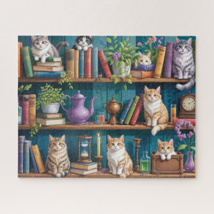 Cats Magical Bookshelf Jigsaw Puzzle