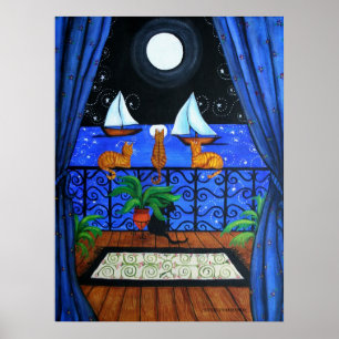 Cats Magical Night Nite Magic Poster