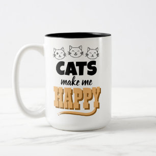 Cats Make me Happy Two-Tone Coffee Mug