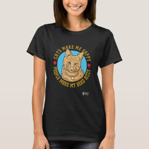Cats Make Me Happy Women Black T-Shirt
