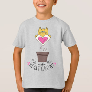 Cats Make the Heart Grow T-Shirt - Grey