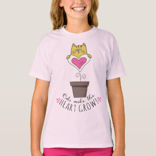 Cats Make the Heart Grow T-Shirt - Pink