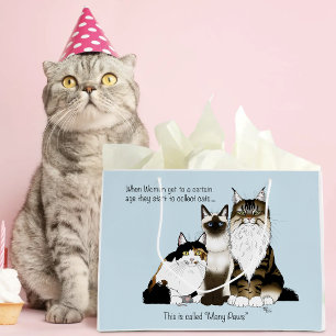 Cats Many Paws Funny Blue Large Gift Bag