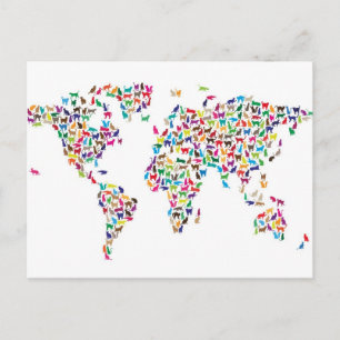 Cats Map of the World Map Postcard
