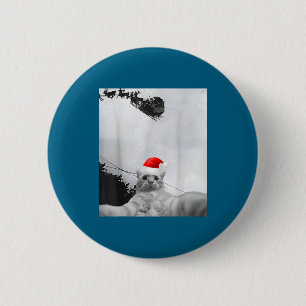 Cats Meme Funny Cat Selfie With Santa Hat Christma 2 Inch Round Button