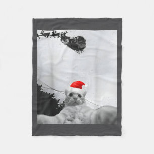 Cats Meme Funny Cat Selfie With Santa Hat Christma Fleece Blanket