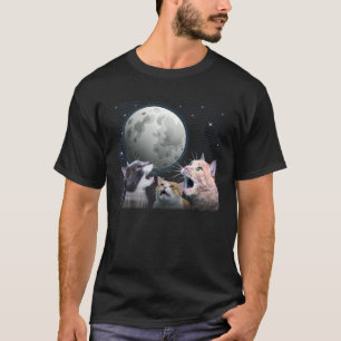 Cats Meowling At Moon Cat   Space Kitten Joke T-Shirt