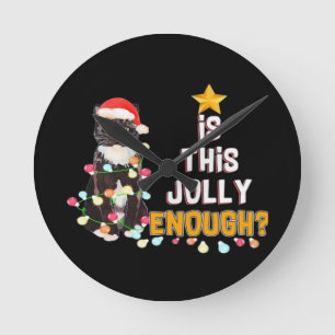 Cats Merry Chirstmas Round Clock