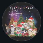Cats Merry Christmas Light  Classic Round Sticker<br><div class="desc">Cats Merry christmas Light. Are you a fan of Cats Christmas, Christmas season? funny Christmas season My Cute Cats Christmas design is an excellent choice for you. Show the world your love for a fun design. Add it to your wardrobe or as a gift for a friend, brother, or sister,...</div>