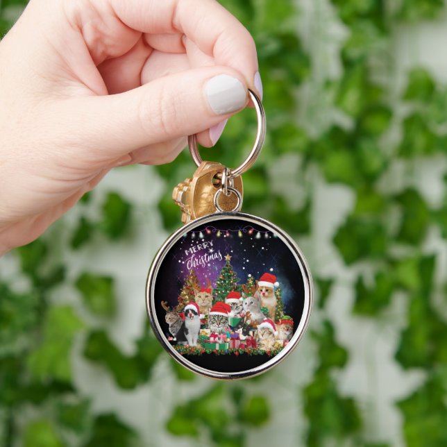 Cats Merry Christmas Light  Keychain (Hand)