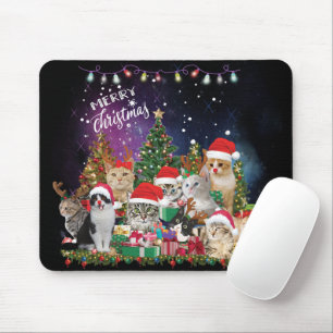Cats Merry christmas Light Mouse Pad