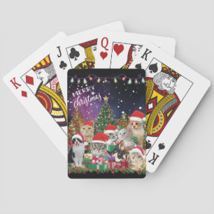 Cats Merry Christmas Light  Playing Cards