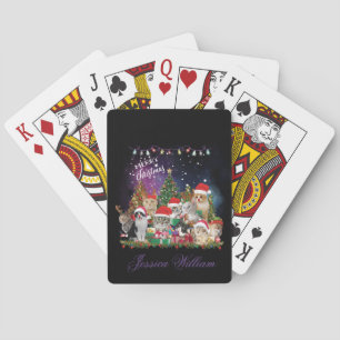 Cats Merry Christmas Light Playing Cards