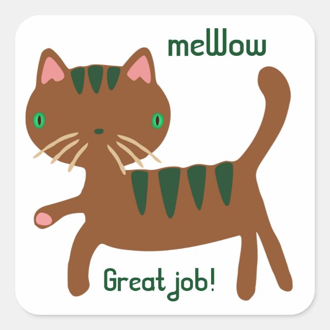 Cat's meWOW Customizable Great Job Sticker Square (Front)