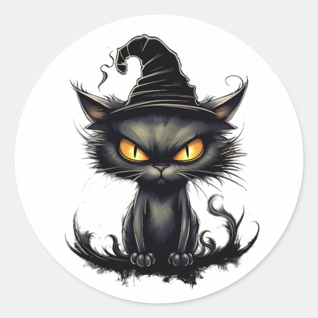 Cat's Midnight Reverie Classic Round Sticker (Front)