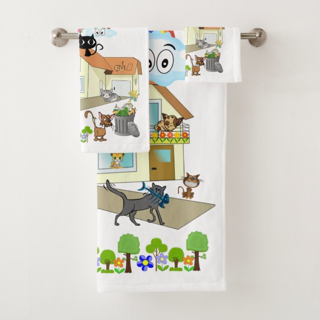 Cats & More Cats Bathroom Towel Sets (Insitu)