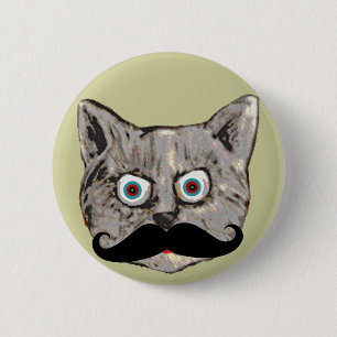 cat's moustache 2 inch round button