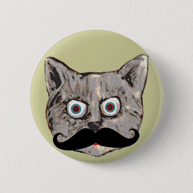 cat's moustache 2 inch round button (Front)