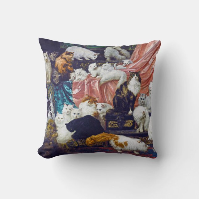 Cats (My Wife's Lovers), Carl Kahler Throw Pillow (Front)