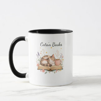 ​Cats 'n Books Cozy Sleeping Cat Bookish Mug