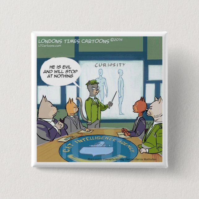 Cats Natural Enemy Funny 2 Inch Square Button (Front)